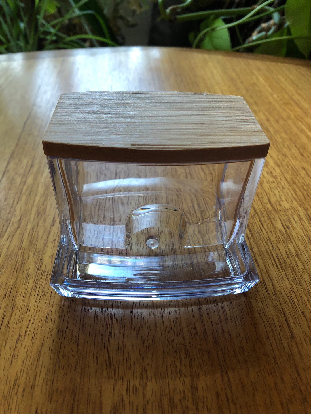 Clear Acrylic and Bamboo Cotton Swab Holder