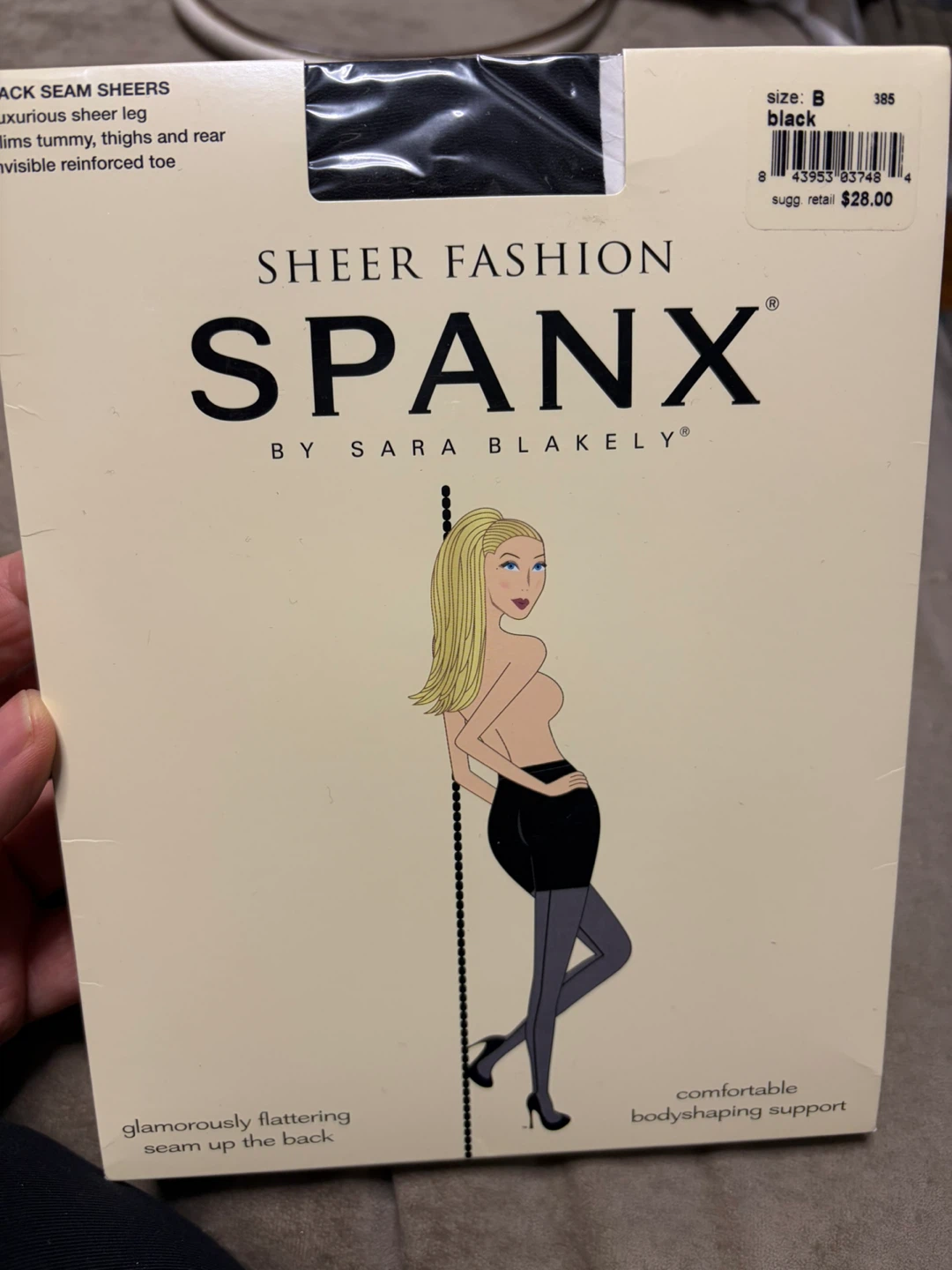 SPANX Sheer Fashion Pantyhose Size B Black