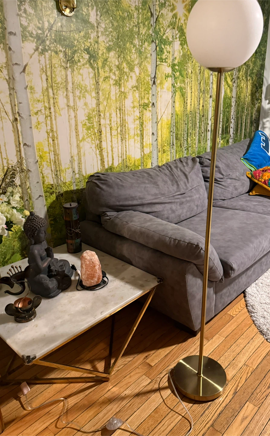 Modern Brass Globe Floor Lamp – Frosted Glass Shade - photo 3