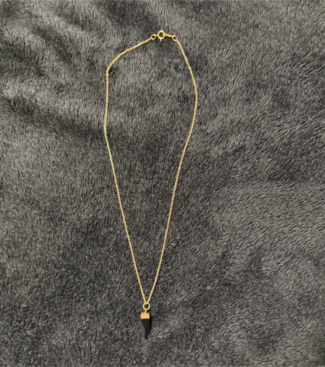 Gold Chain Necklace with Black Pendant