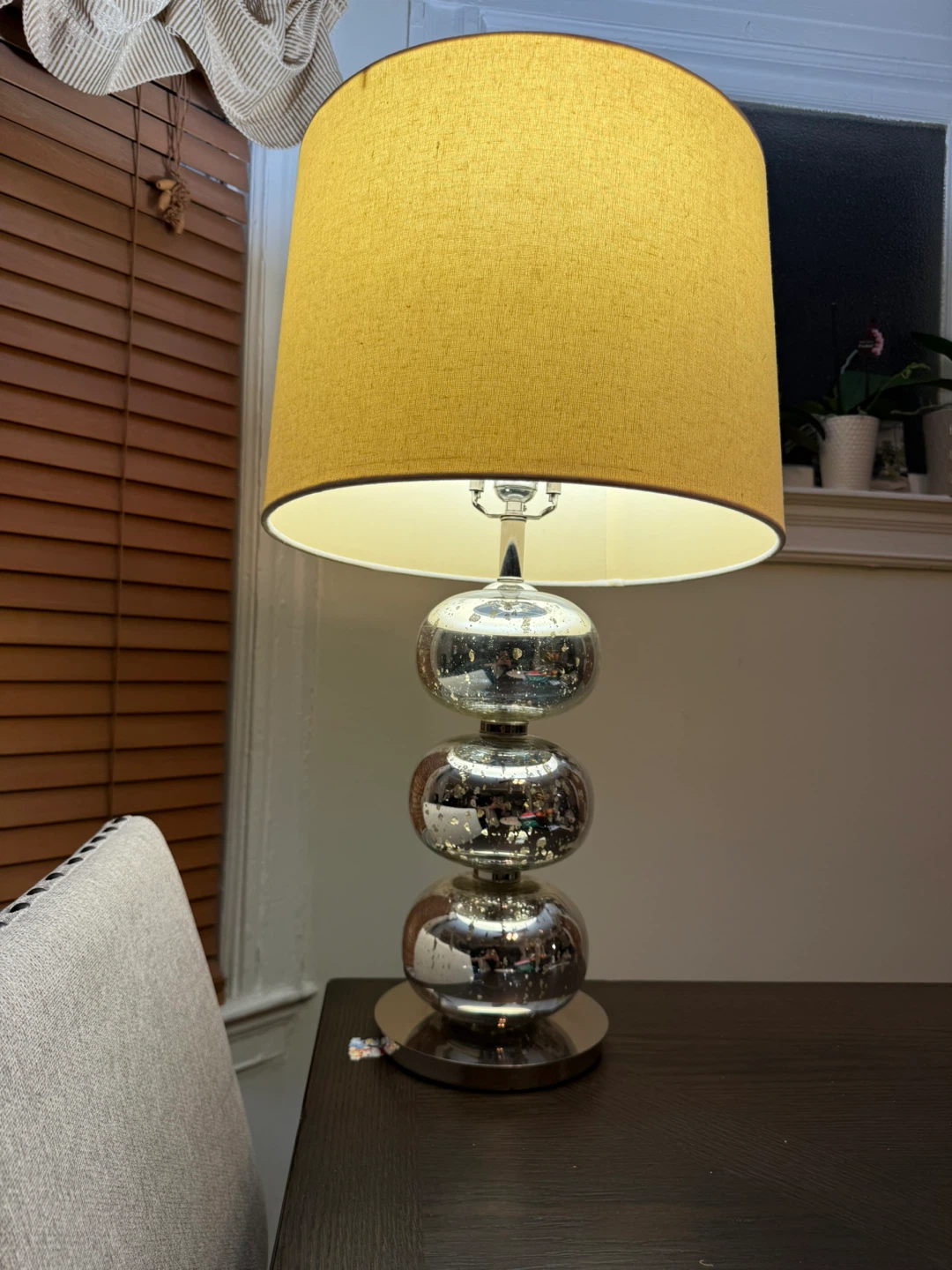 Modern Mercury Glass Table Lamp with Drum Shade - photo 3