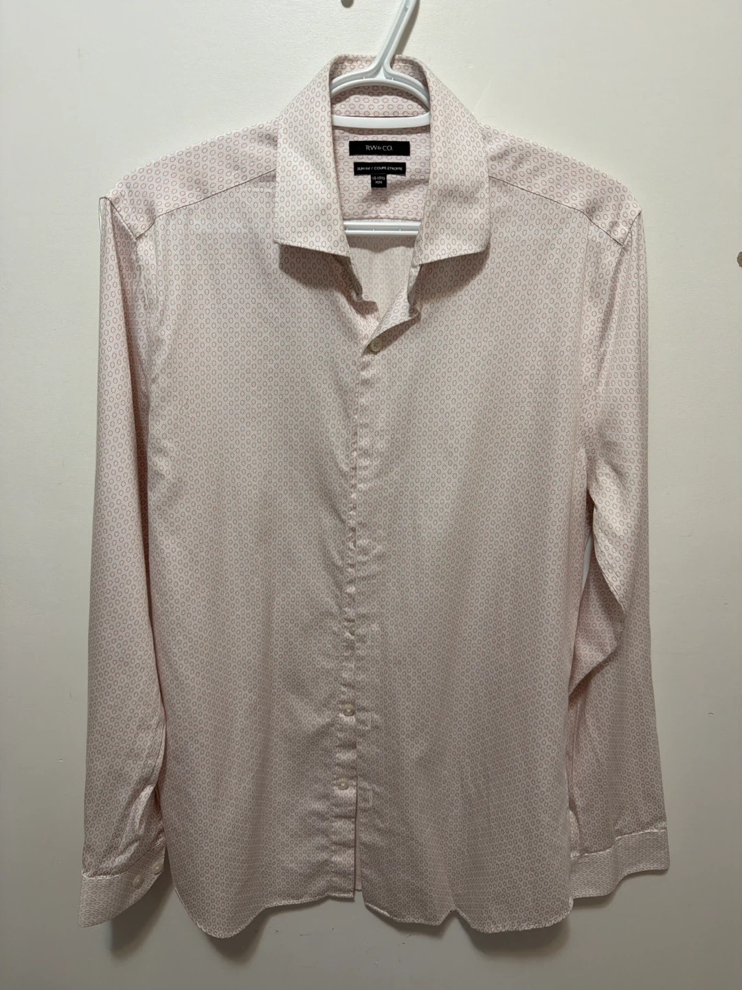RW&CO. Men's Slim Fit Dress Shirt - Pink Pattern - M/M