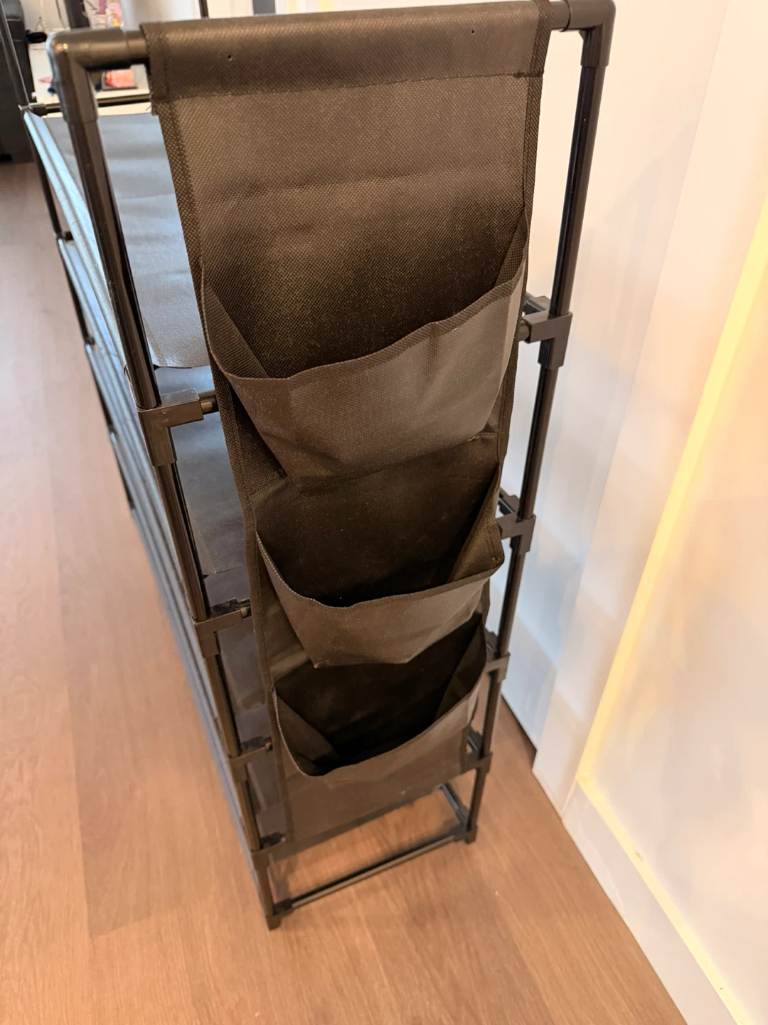 Black 5-Tier Shoe Rack with Side Pockets - photo 2