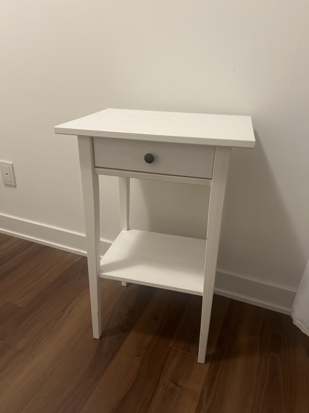 White Nightstand with Drawer and Shelf - photo 2