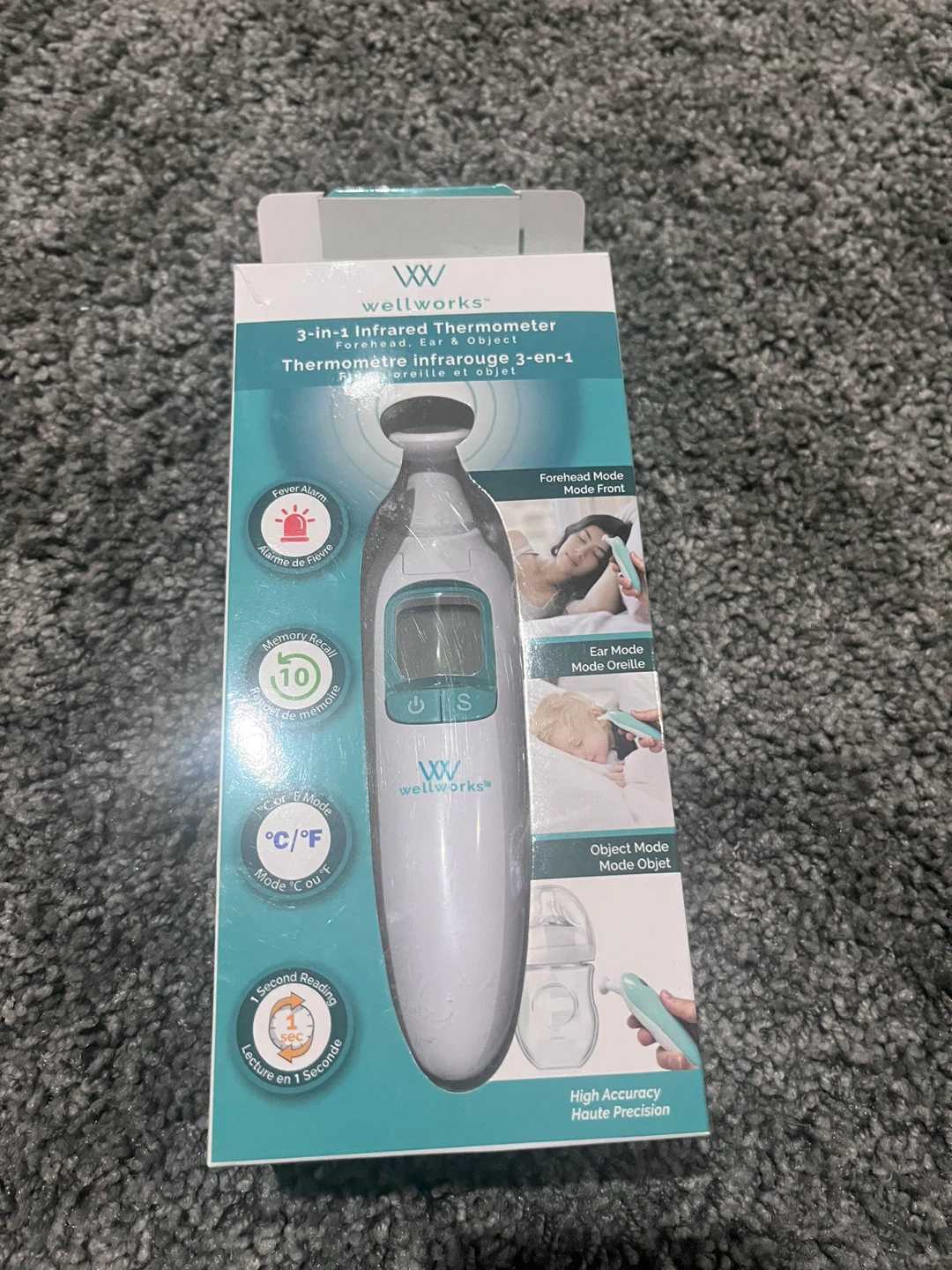 Wellworks 3-in-1 Infrared Thermometer (Forehead, Ear, Object)