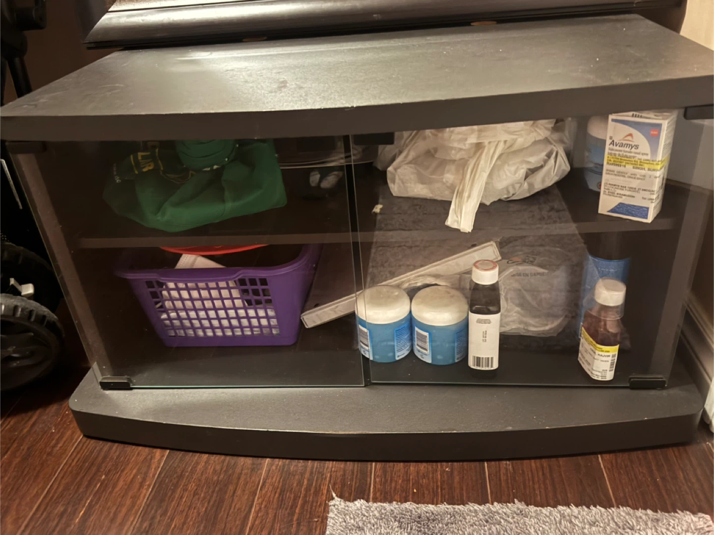 Corner TV Stand with Glass Doors