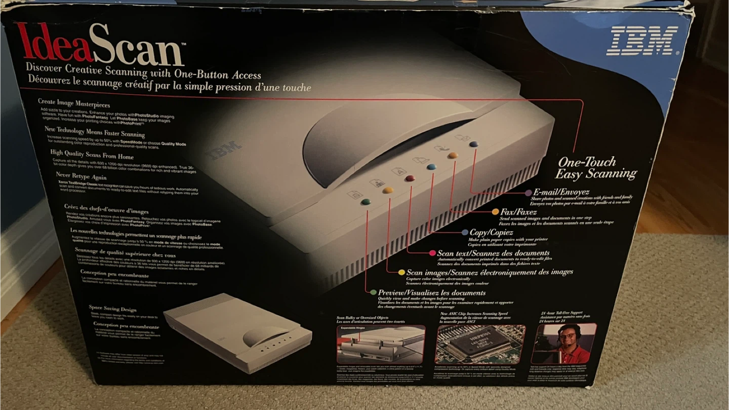 Vintage IBM IdeaScan Scanner with CD and Manuals