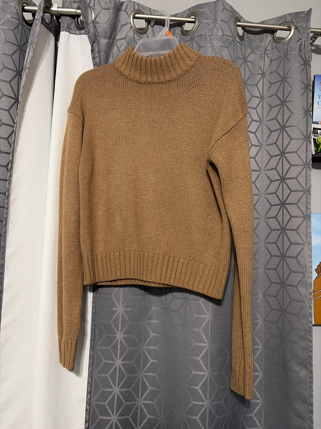 Brown Mock Neck Knit Sweater