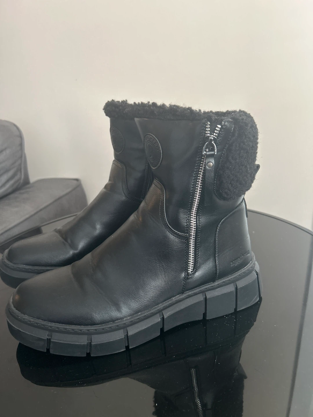 AquaTherm Black Faux Fur Lined Winter Boots - Size 10