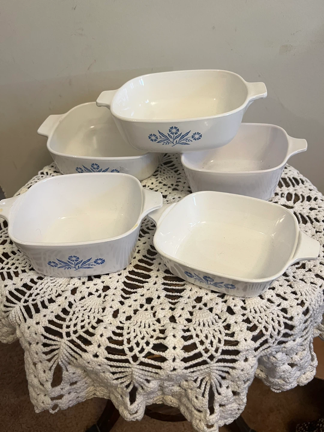 Vintage CorningWare Baking Dishes with Blue Cornflower Pattern