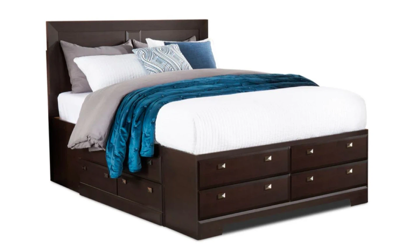 Dark Brown Queen Storage Bed Frame with Drawers - photo 2