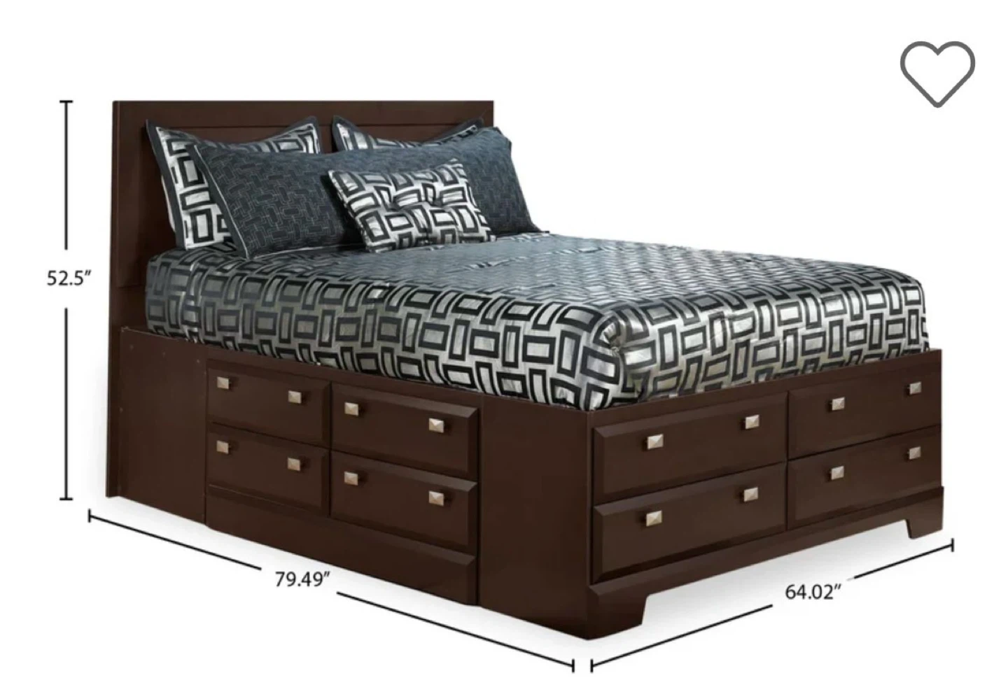 Dark Brown Queen Storage Bed Frame with Drawers