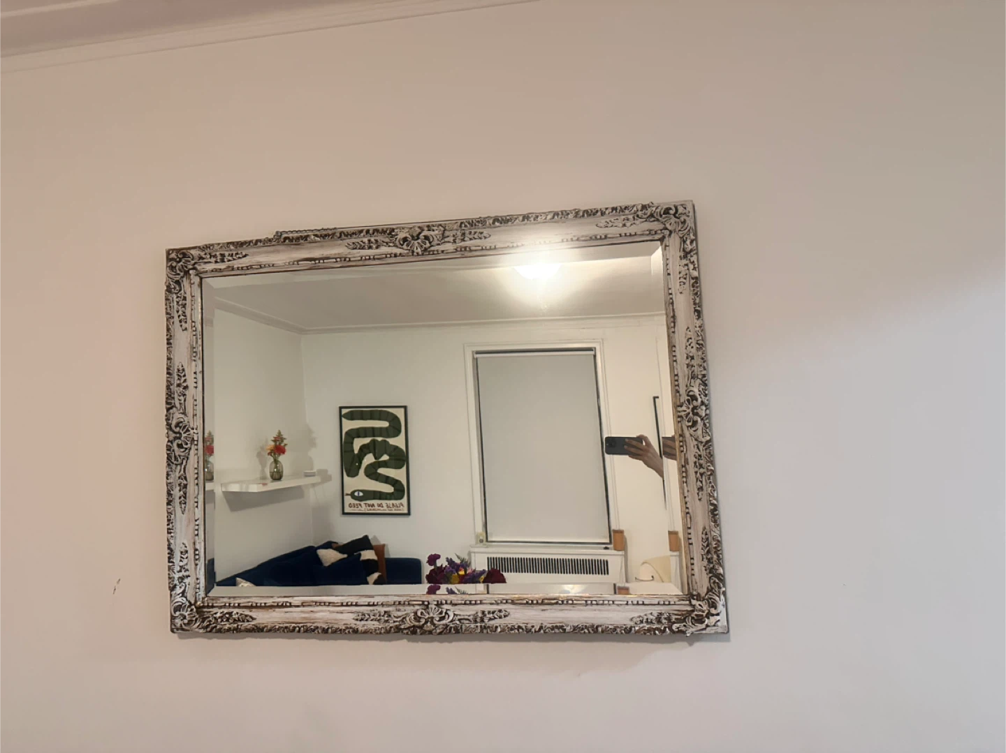 Vintage French Provincial Beveled Mirror – Ornate Wood Frame