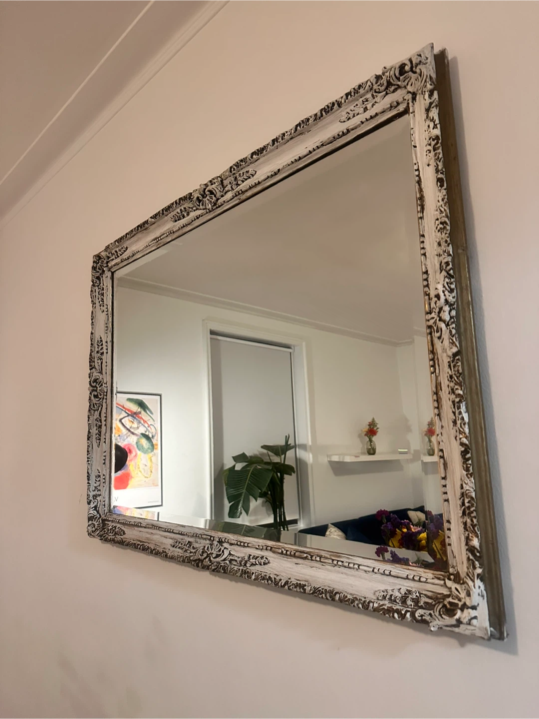 Vintage French Provincial Beveled Mirror – Ornate Wood Frame - photo 3