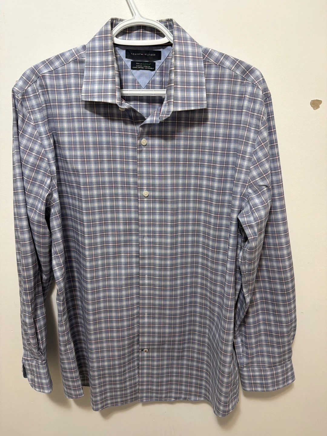 Tommy Hilfiger Slim Fit Stretch Dress Shirt - Blue Plaid L/G
