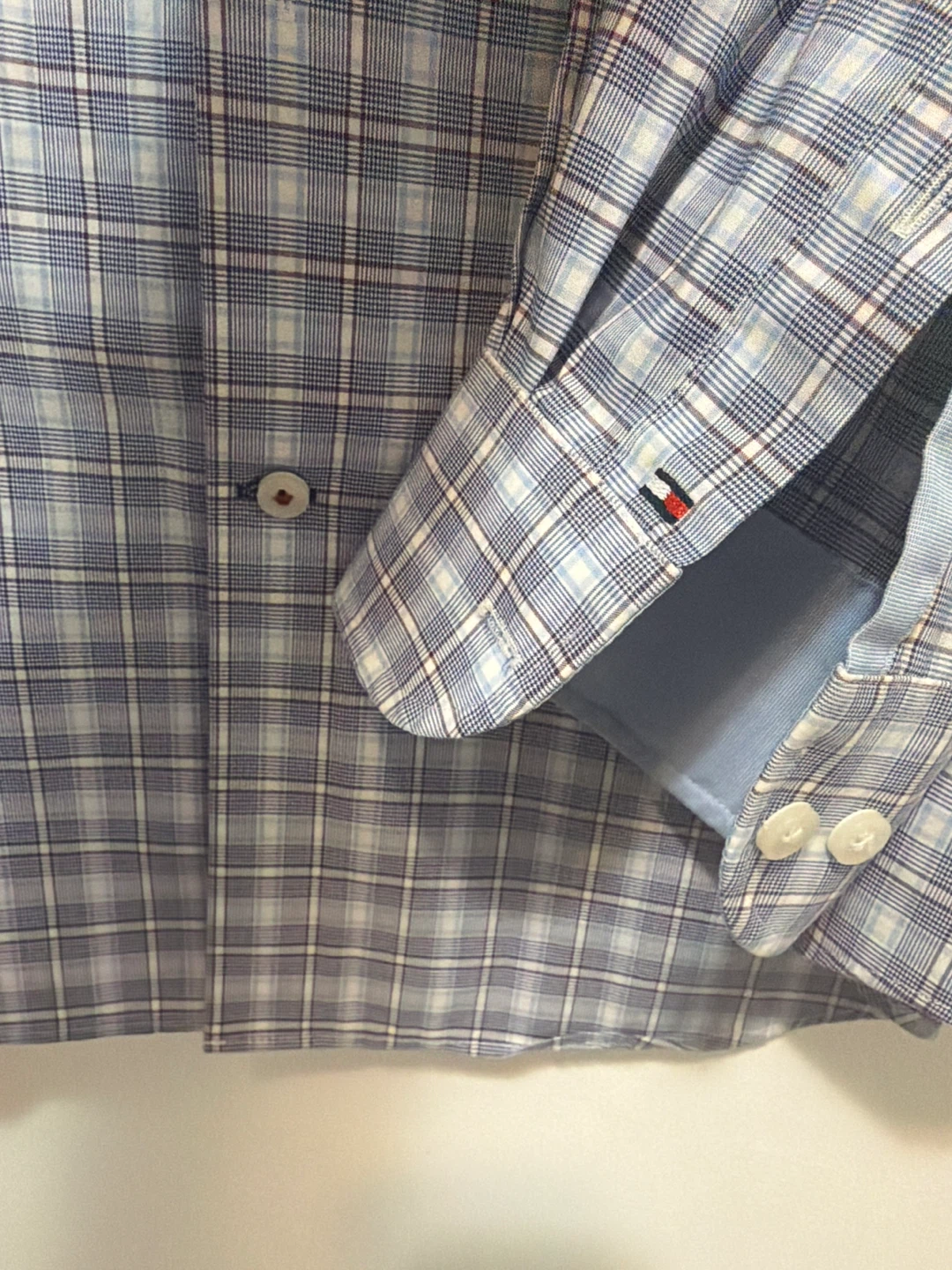 Tommy Hilfiger Slim Fit Stretch Dress Shirt - Blue Plaid L/G - photo 3