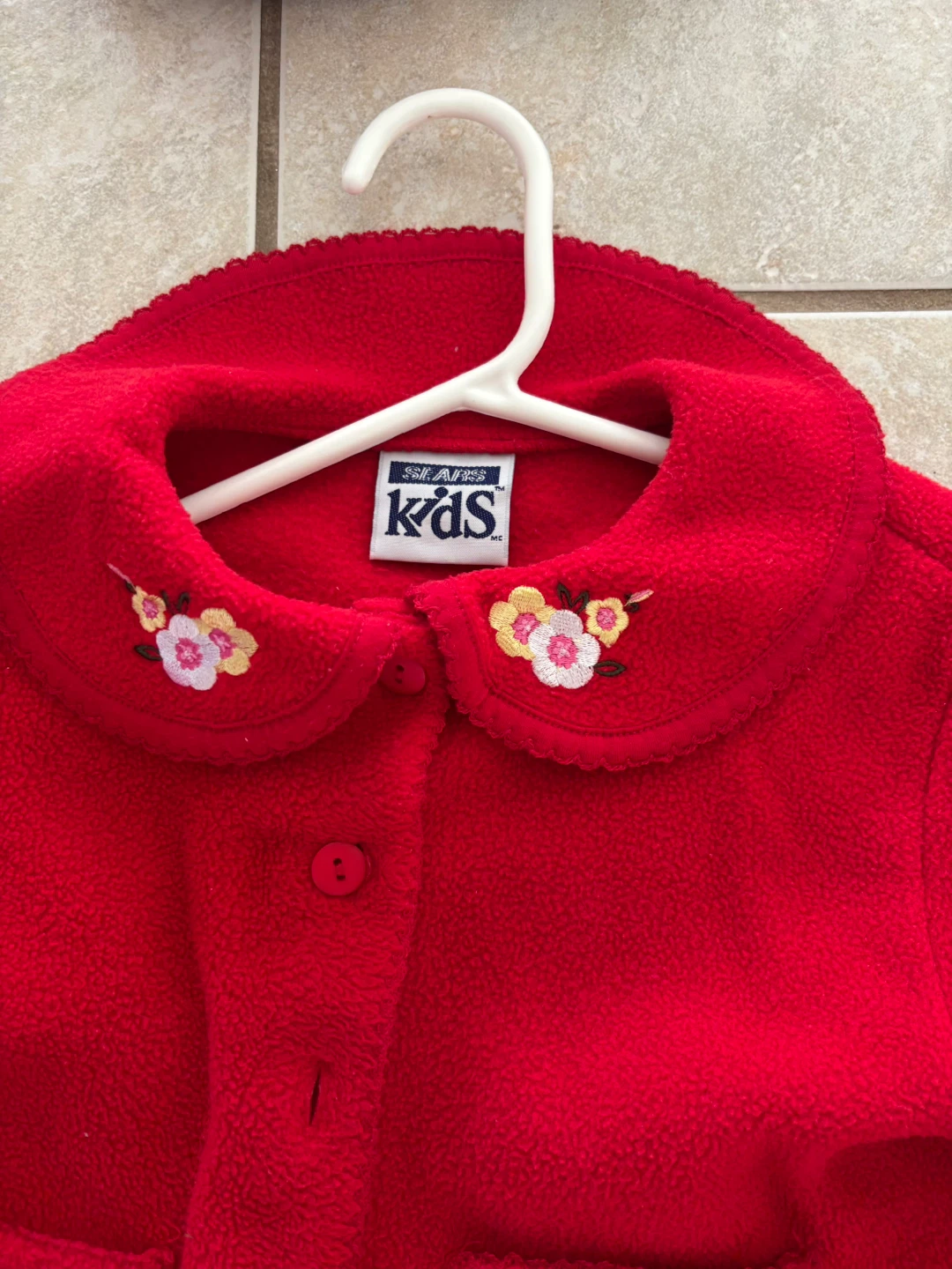 Kids Red Fleece Jacket & Plaid Skirt Set with Beret - photo 2