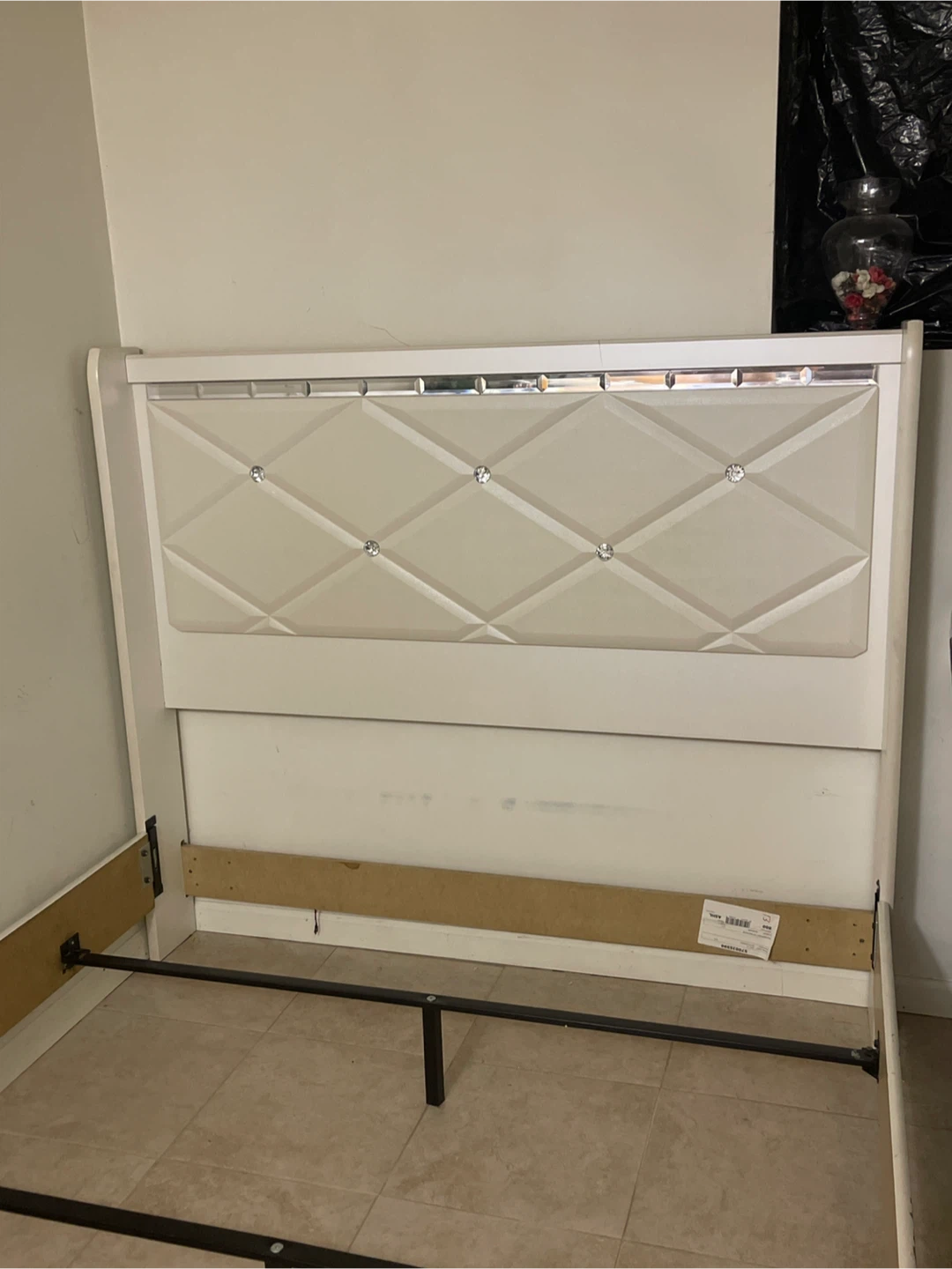 White Faux Leather Headboard Bed Frame - photo 2