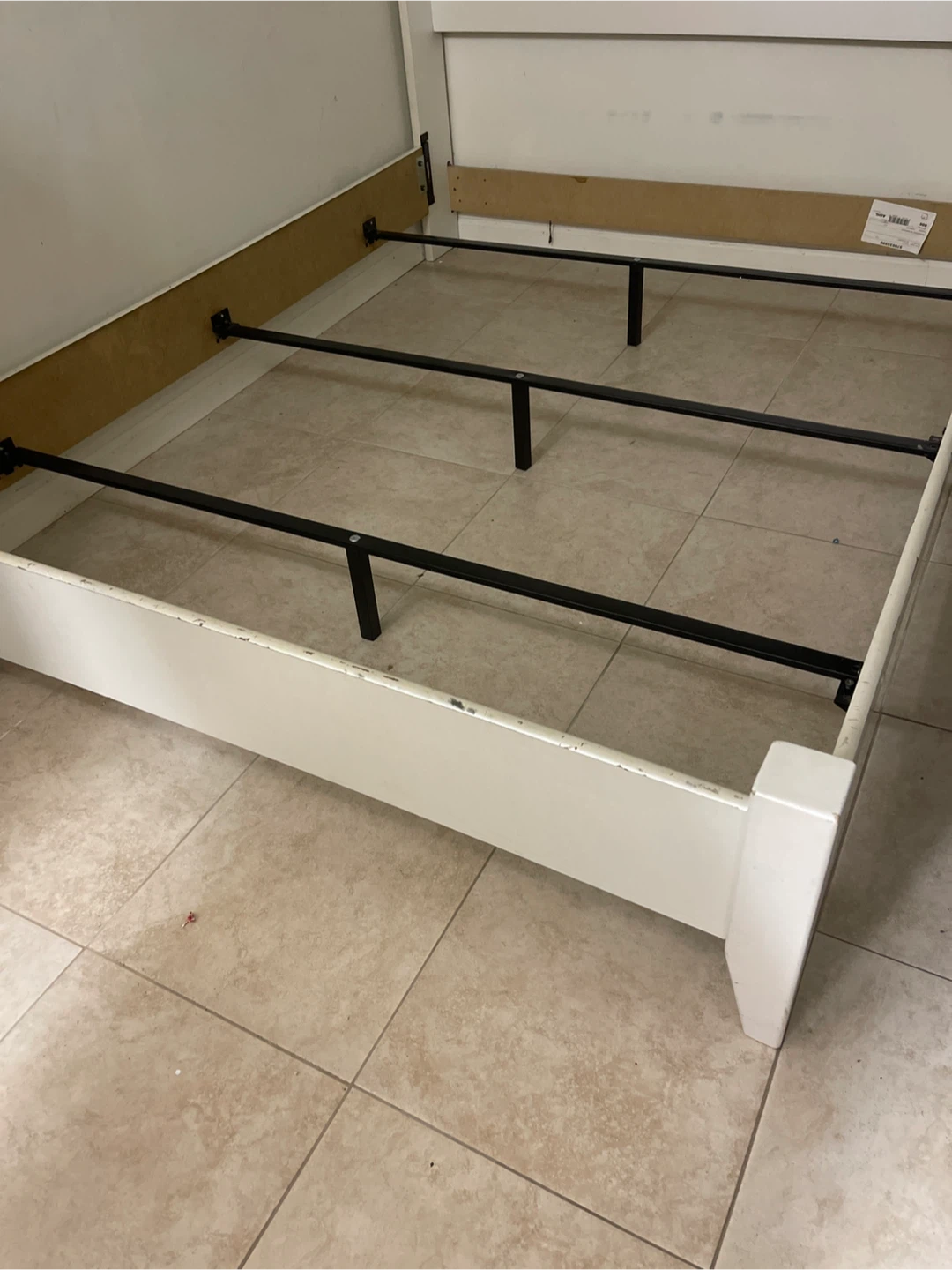 White Faux Leather Headboard Bed Frame - photo 3