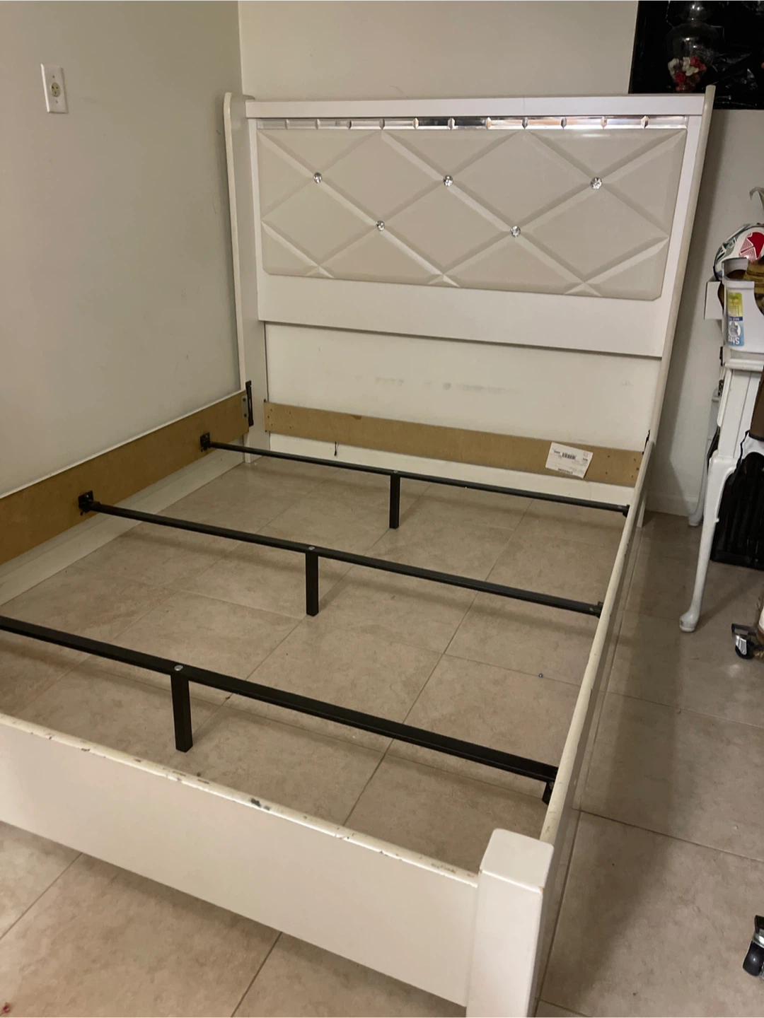 White Faux Leather Headboard Bed Frame