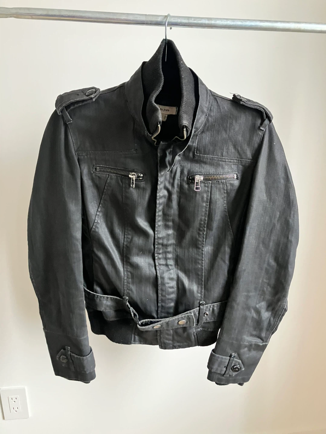 MNG Jeans Black Bomber Jacket - Size M