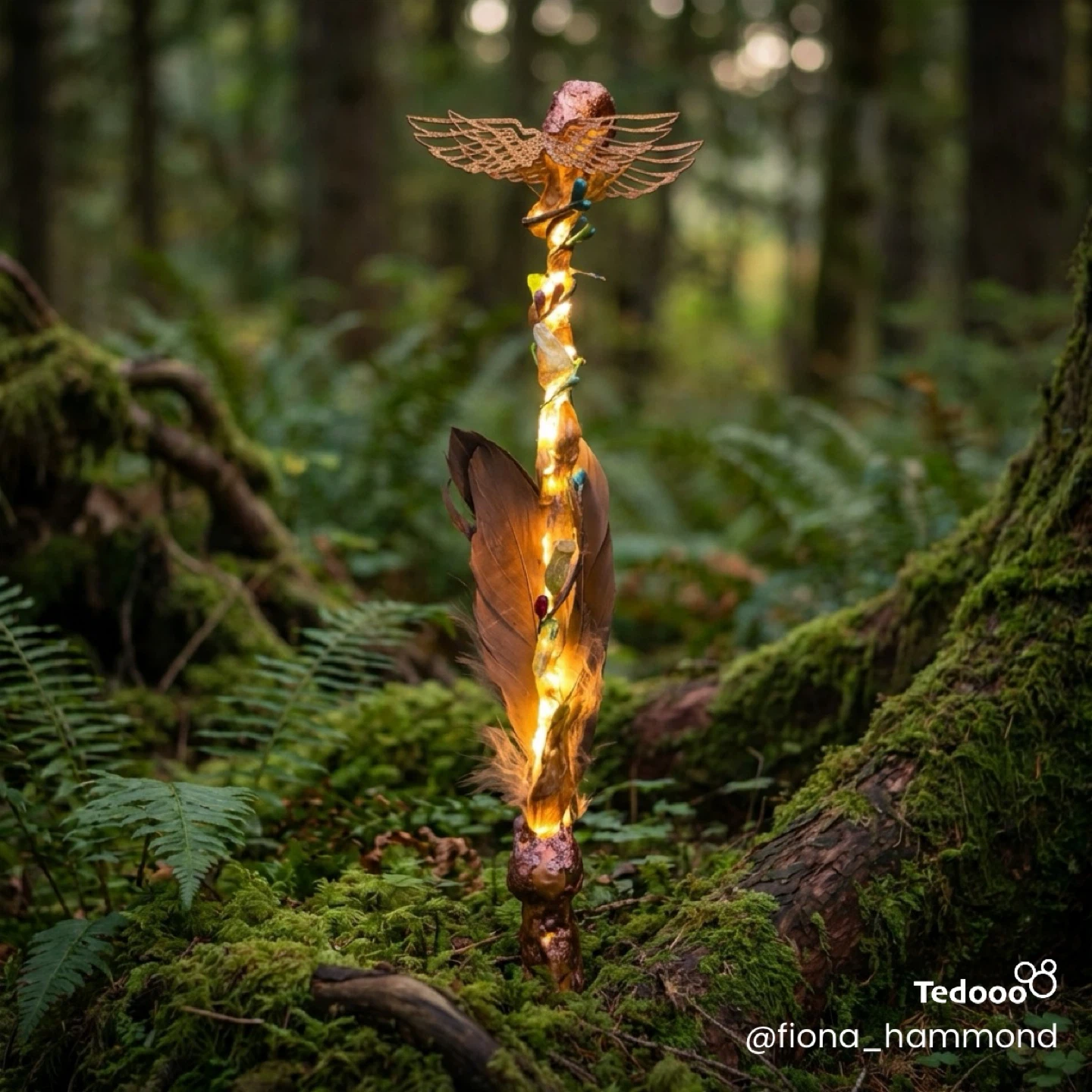 Decorative Staff with Feathers and Crystals - photo 2