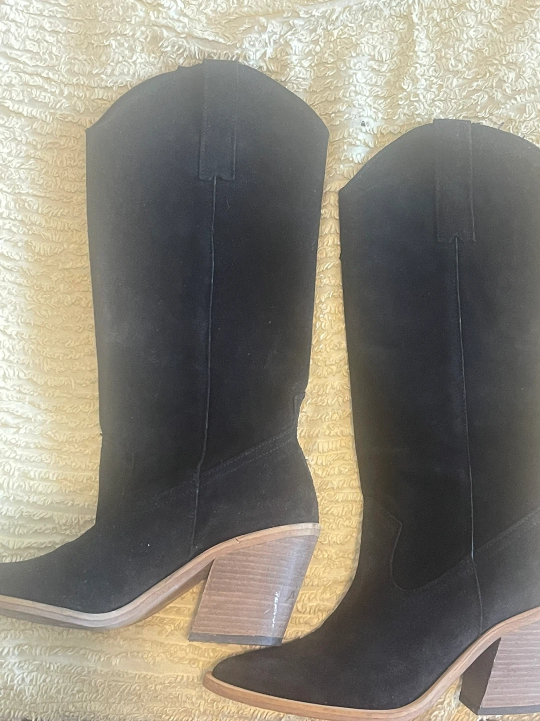 Vero Moda Black Suede Cowboy Boots - Size 6 us and 7