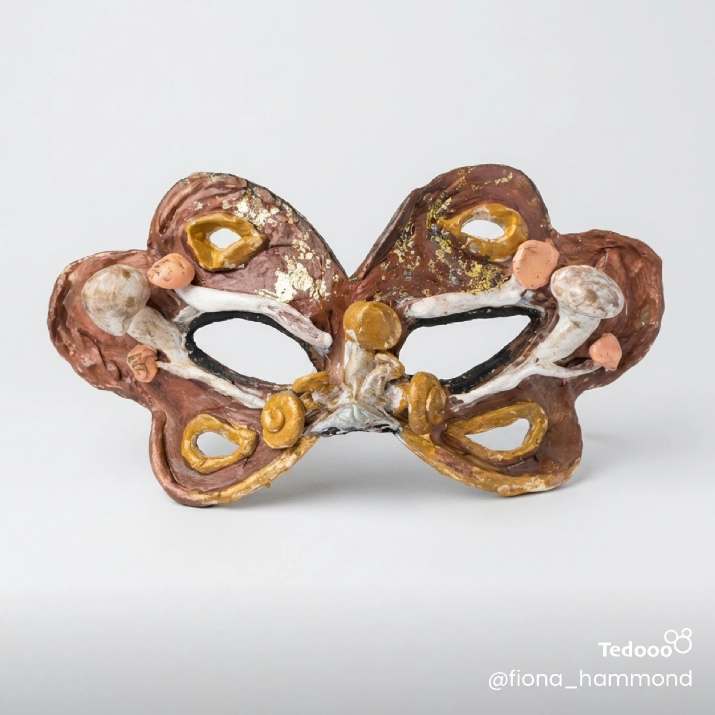 Handmade Butterfly Masquerade Mask with Mushrooms