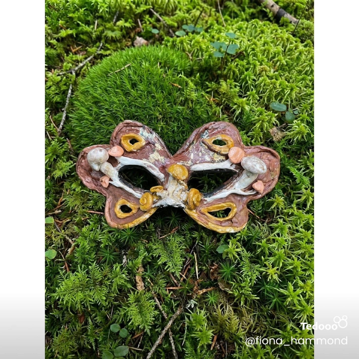 Handmade Butterfly Masquerade Mask with Mushrooms - photo 2