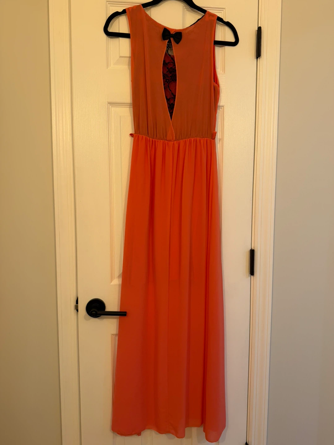 Women's Pink Maxi Dress with Black Lace Back - photo 2