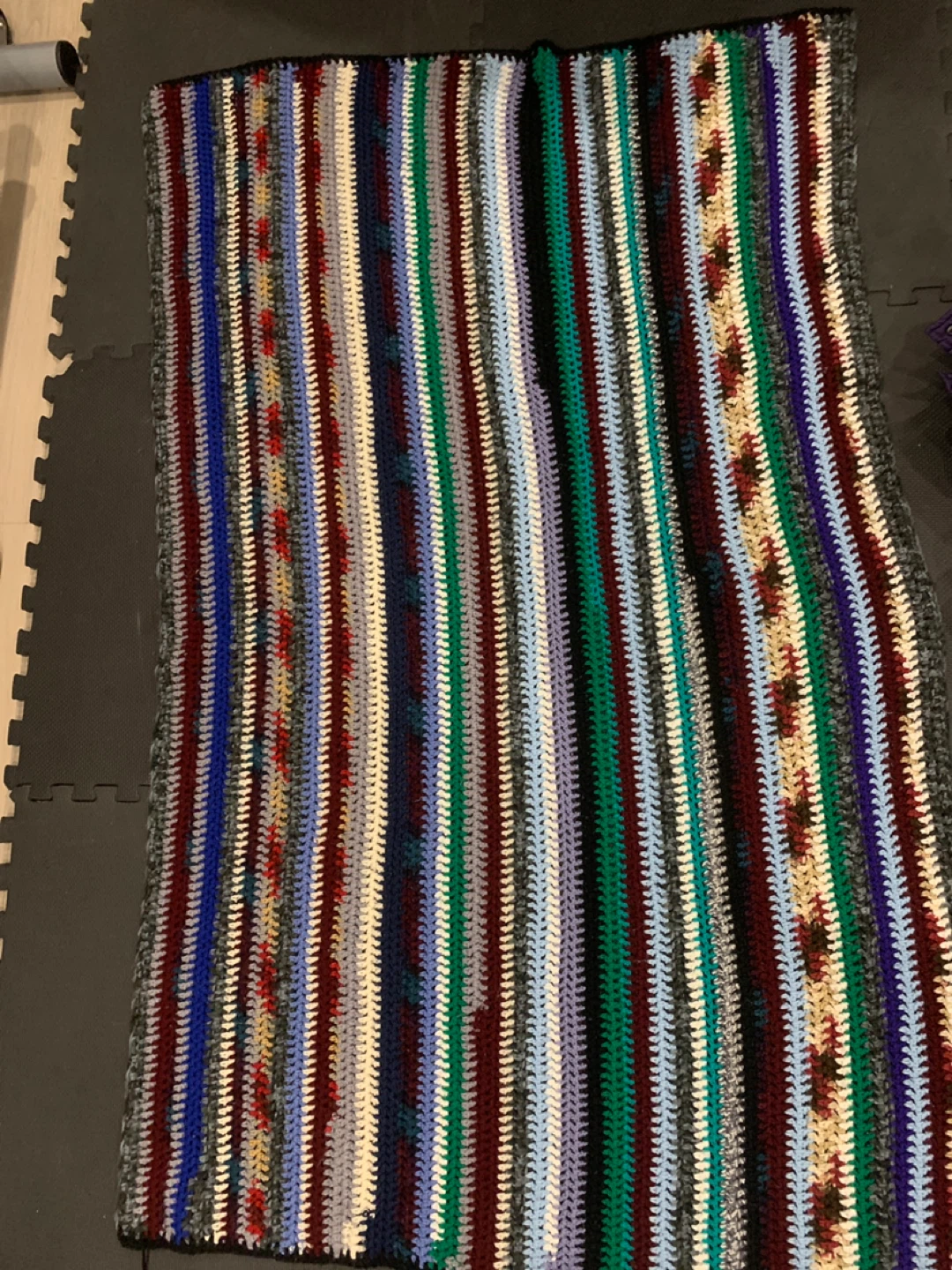 Handmade Striped Crochet Blanket Throw - photo 2