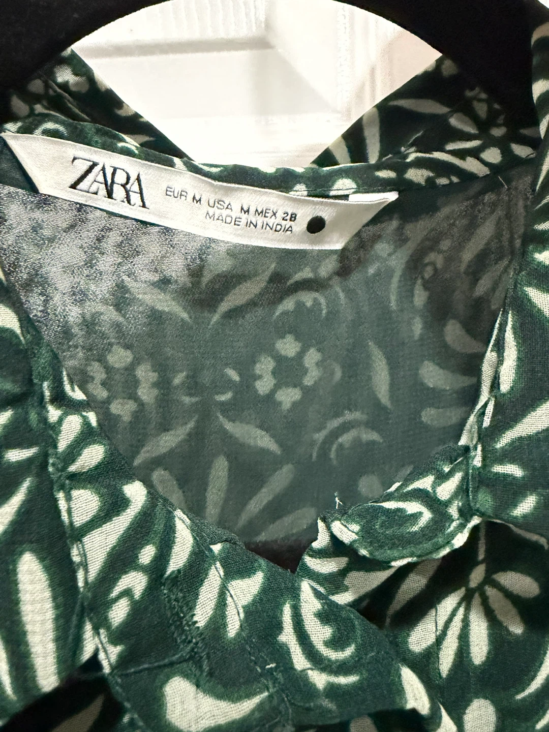 Zara Women's Green Floral Print Long Sleeve Belted Dress Size M - photo 3