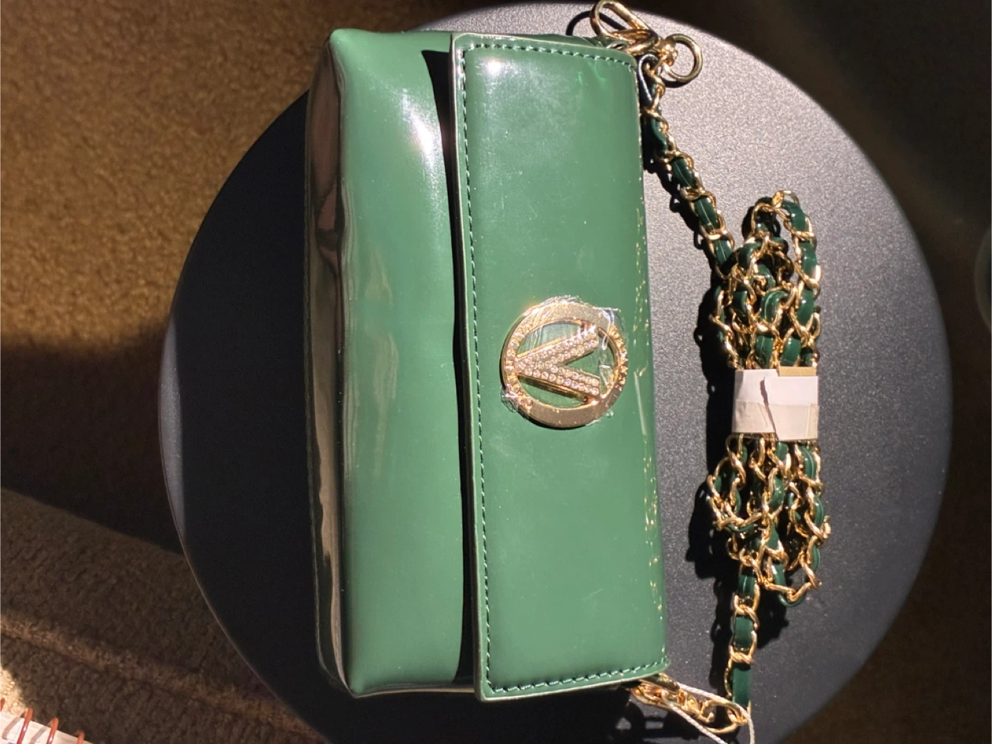 Valentino Orlandi Green Patent Leather Chain Crossbody Bag - photo 2