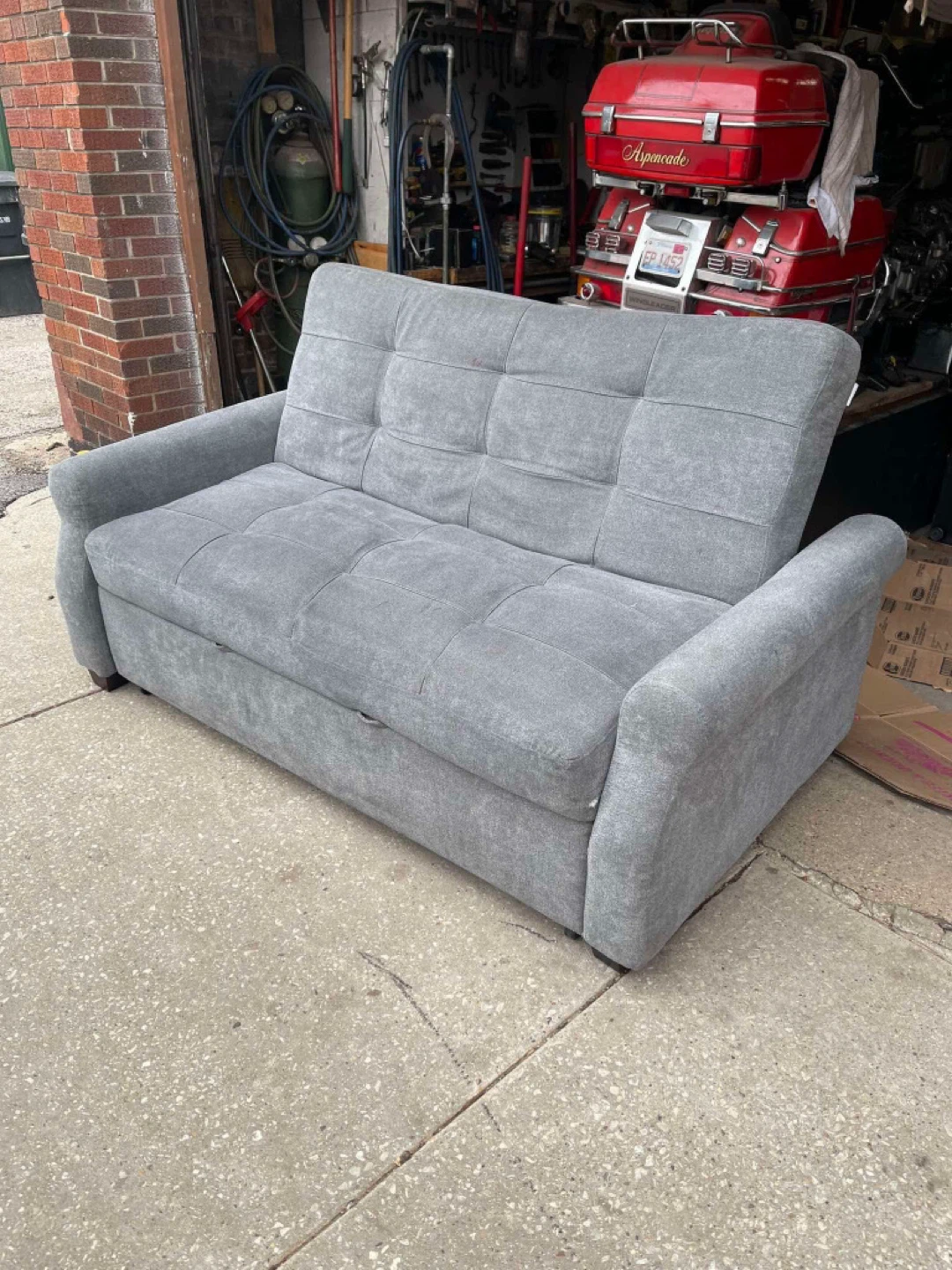 Gray Sofa Bed with Pull-Out