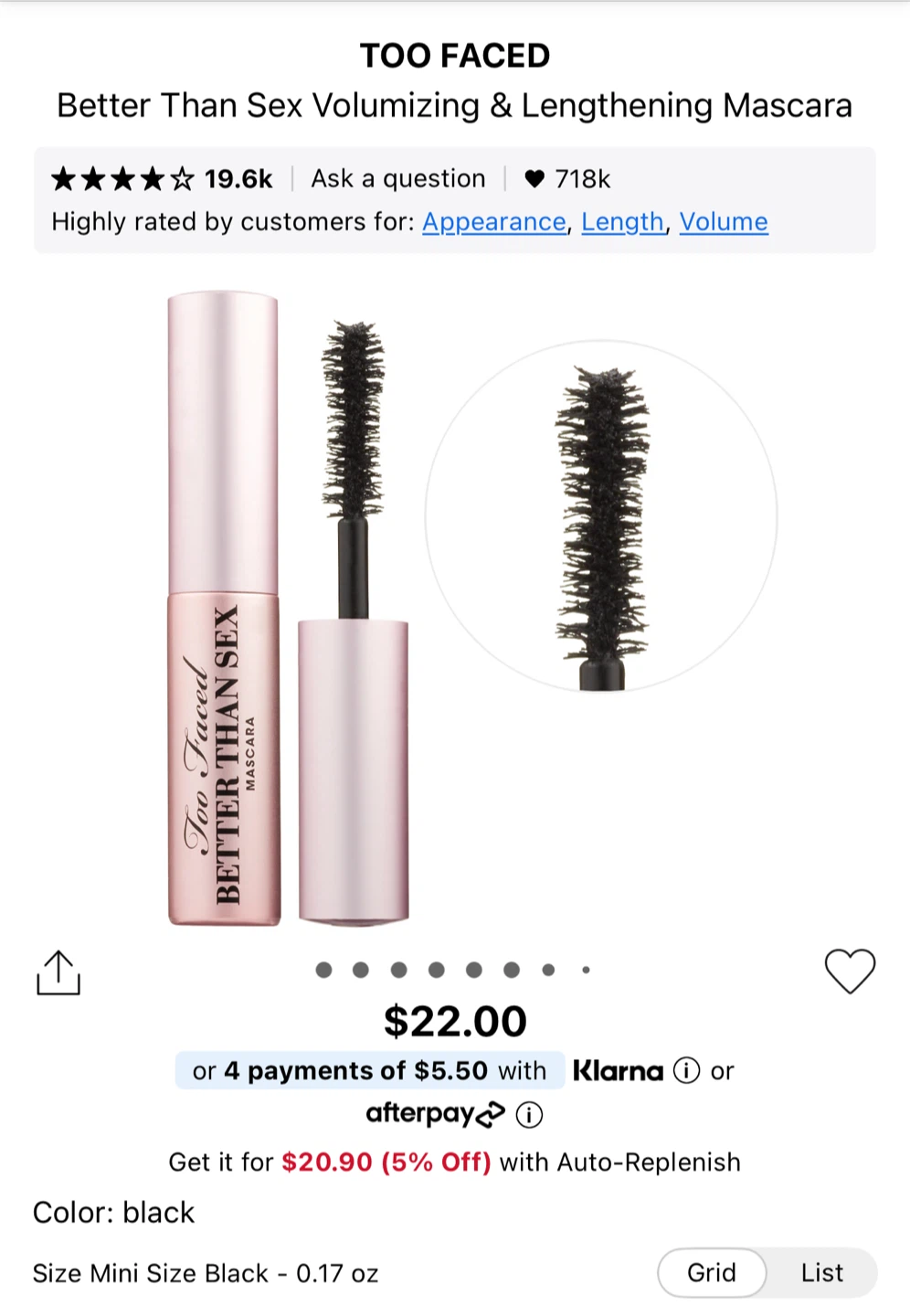 Too Faced Better Than Sex Mascara (Mini Size) 3.9 g
