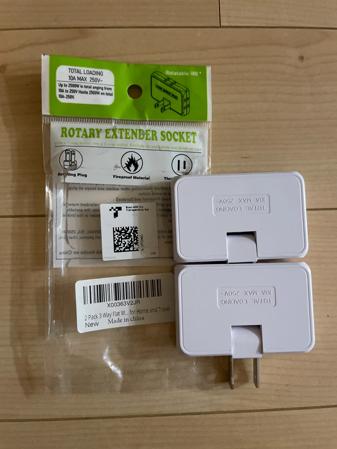 Rotary Extender Socket - 3 Way Flat Wall Plug