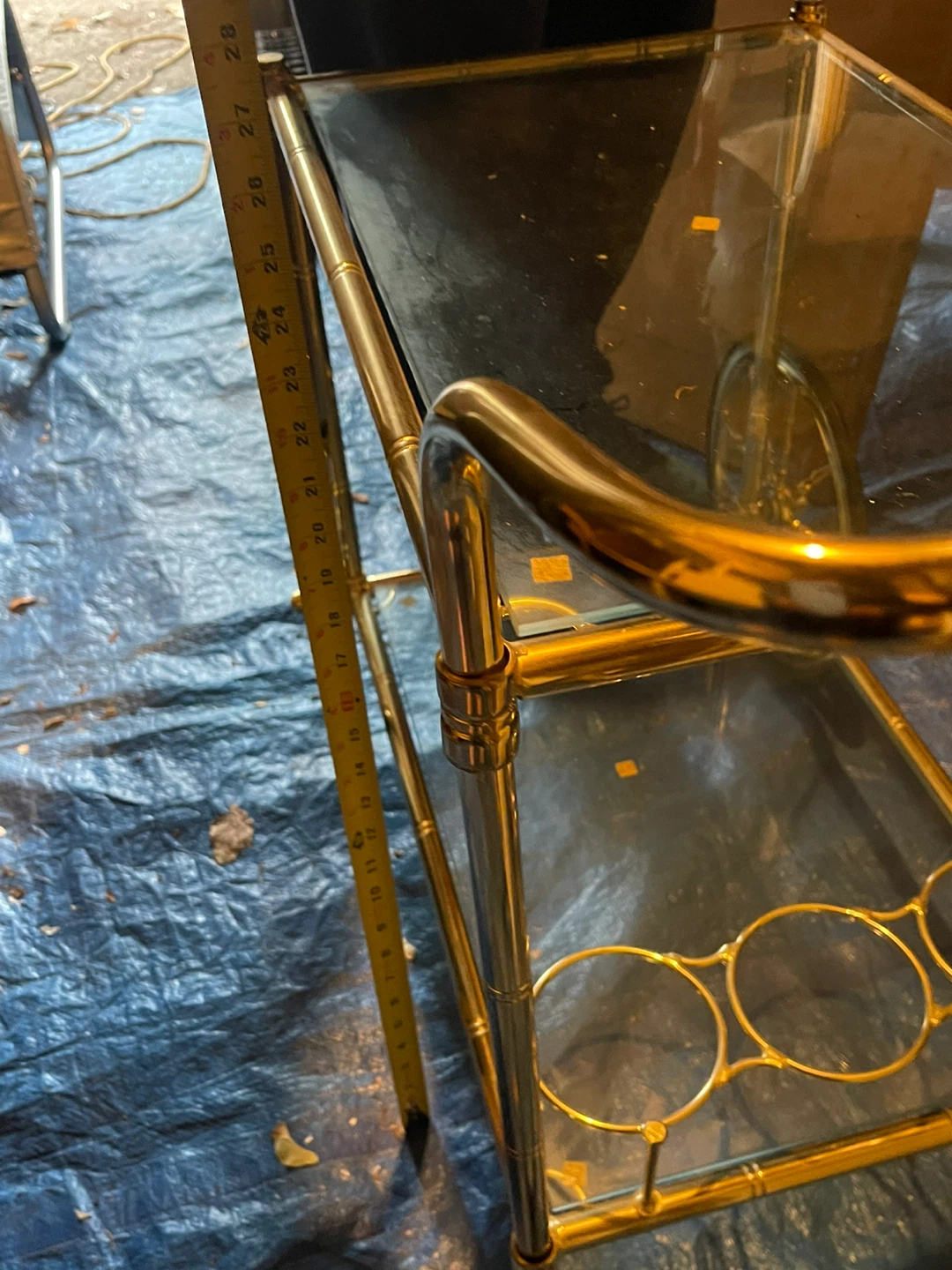 Glass and Gold Bar Cart with Wine Glass Holders - photo 5