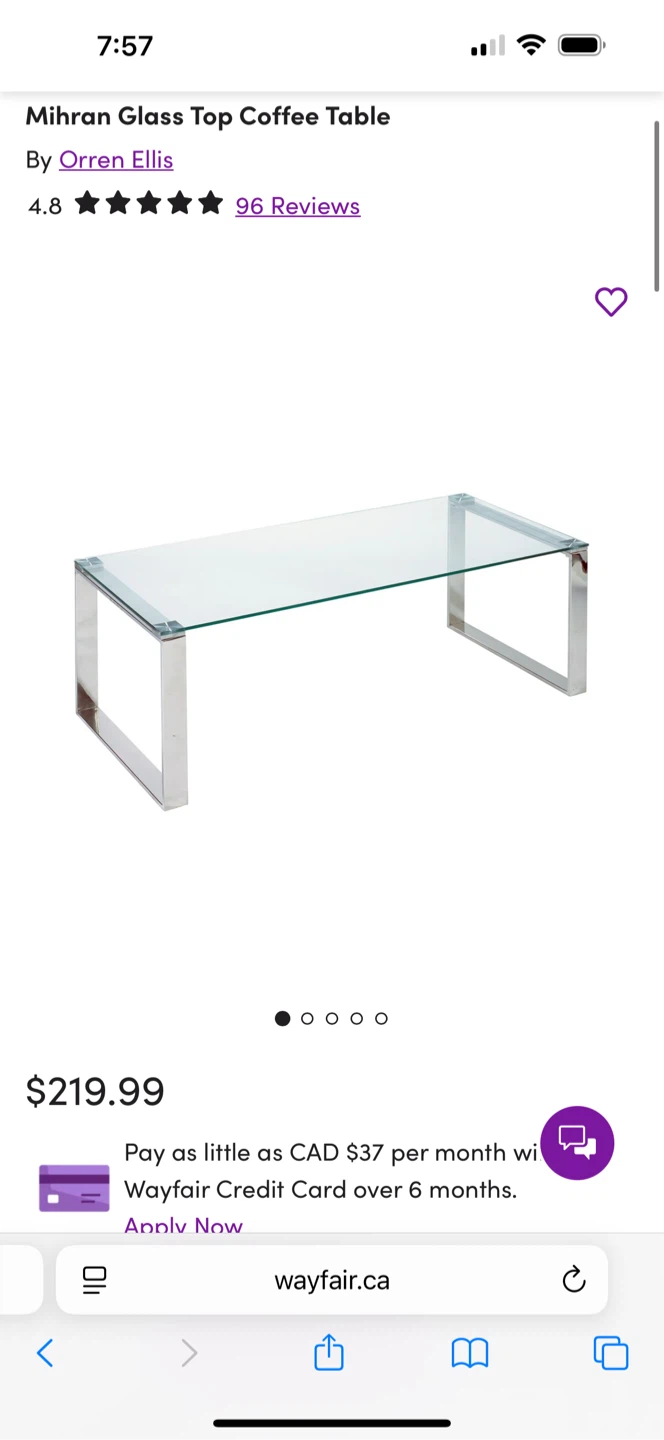 Glass Top Coffee Table