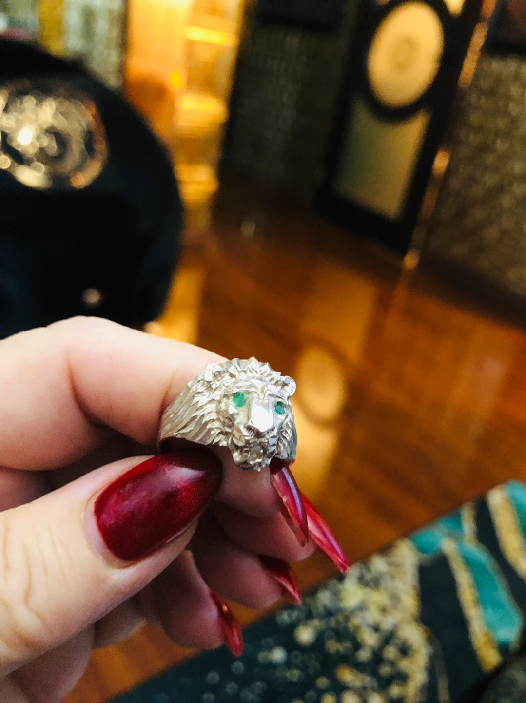 Stamped 925 pure silver ring with two emeralds - photo 2