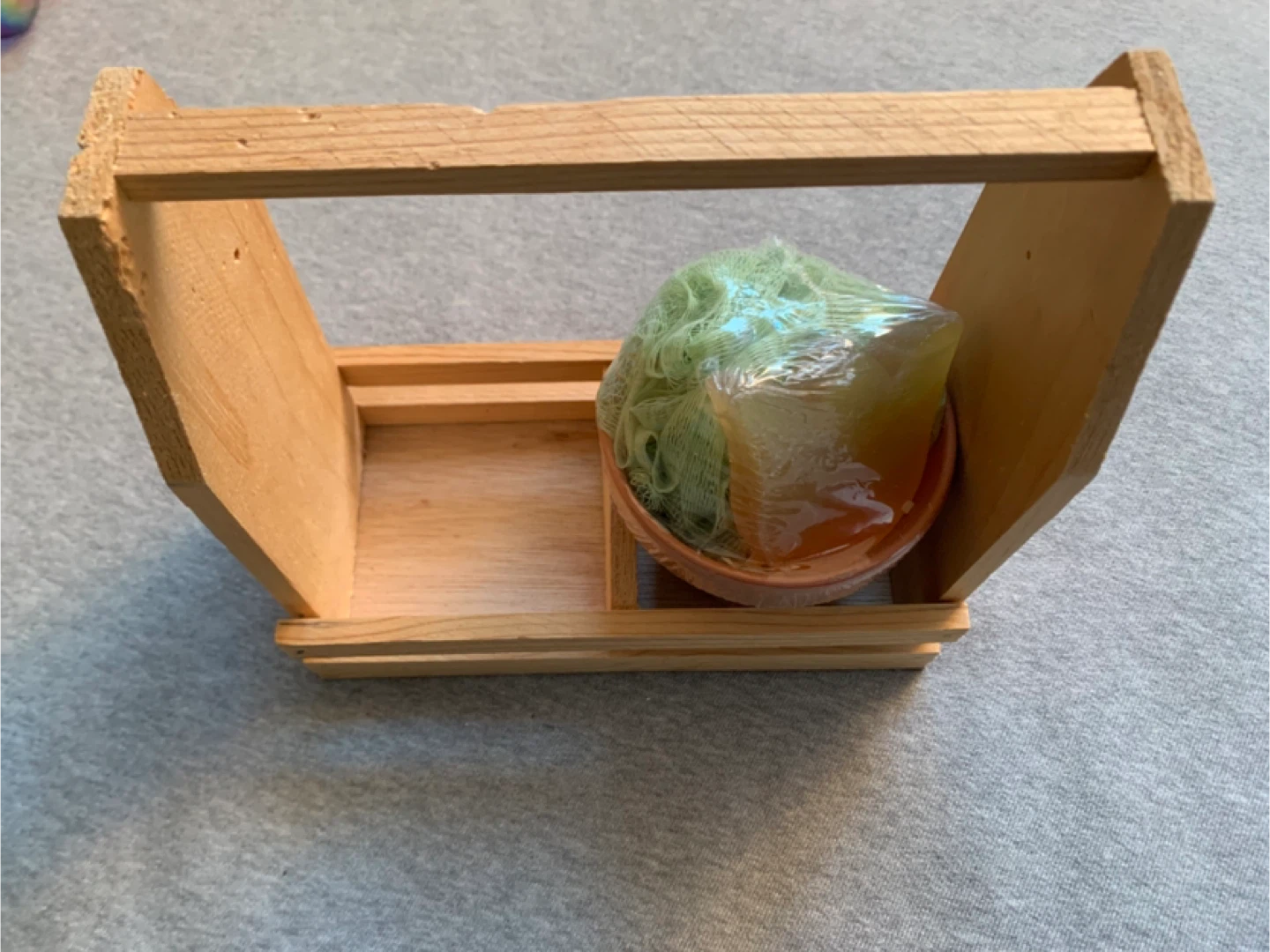 Basic Wooden Caddy with Bath items and Small Plant Holder - photo 2