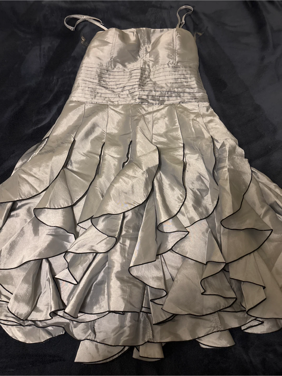 Bibian USA Silver Ruffled Party Dress Size S
