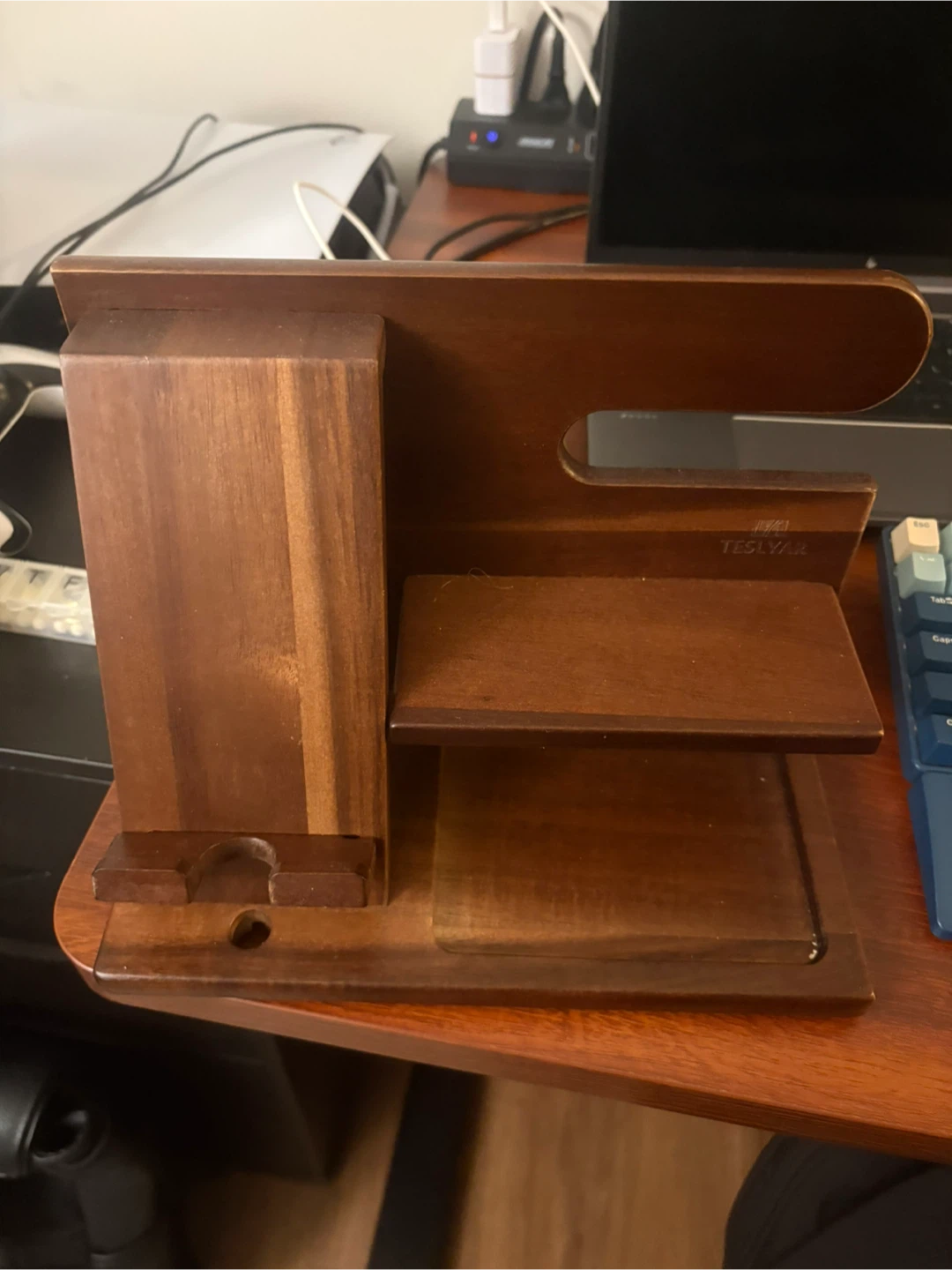 Wooden Desk Organizer for Phone, Wallet, and Keys - photo 4