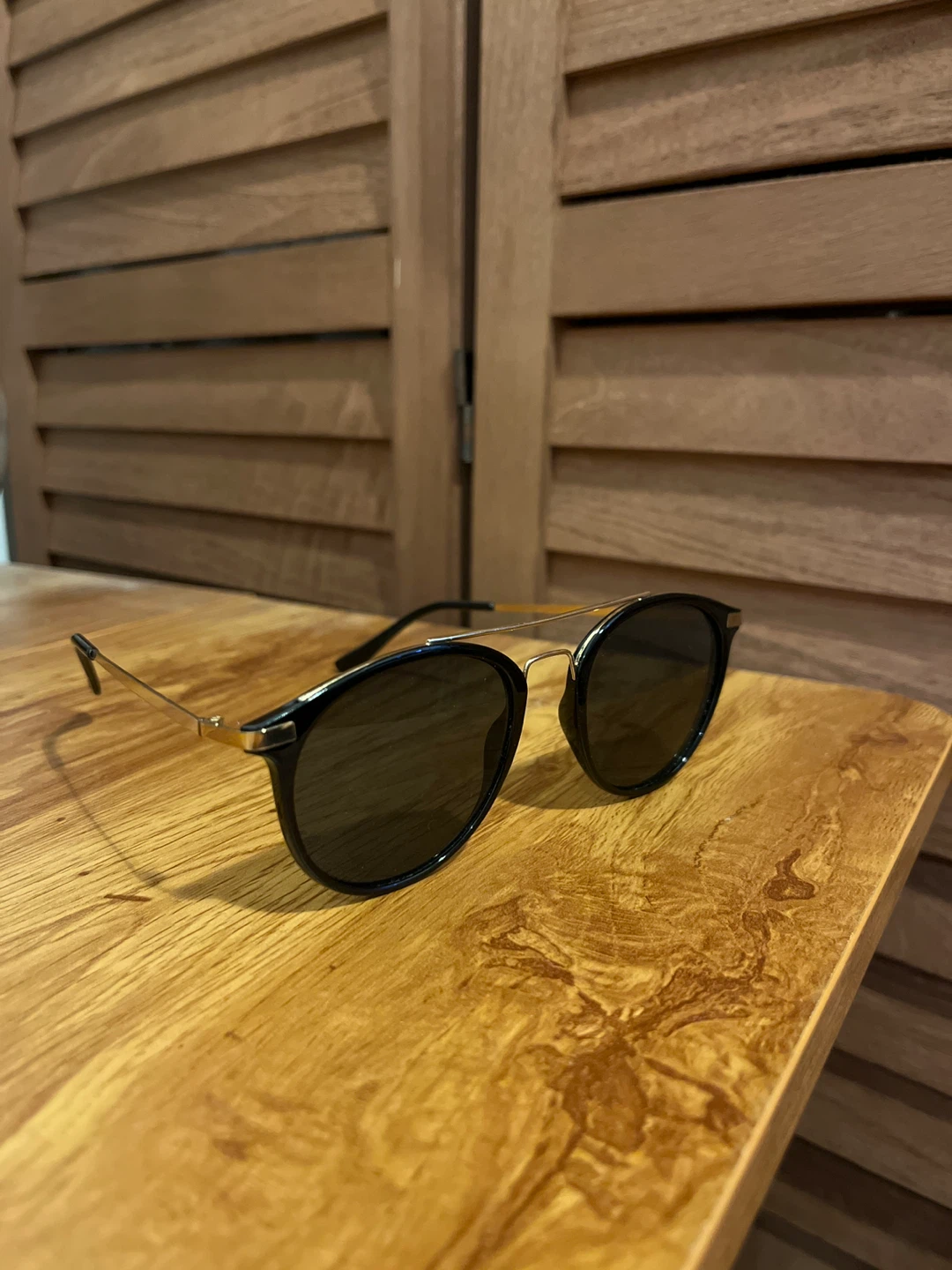 Black Sunglasses with Gold Accents - photo 2
