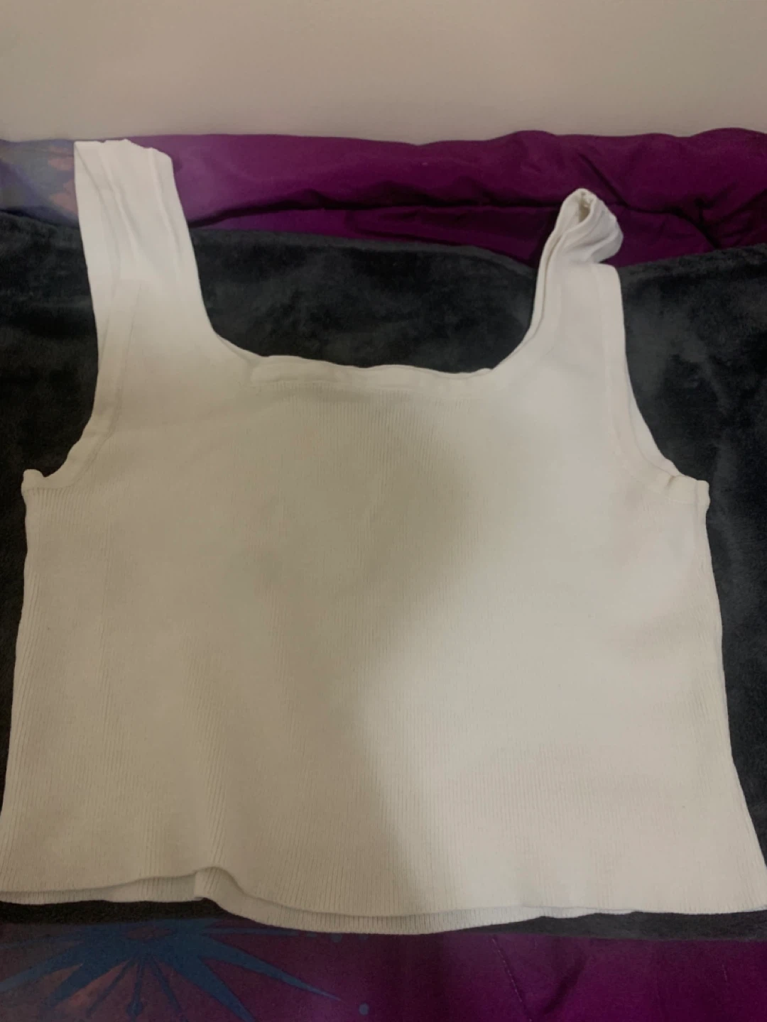Dissh White Ribbed crop Top Size 8