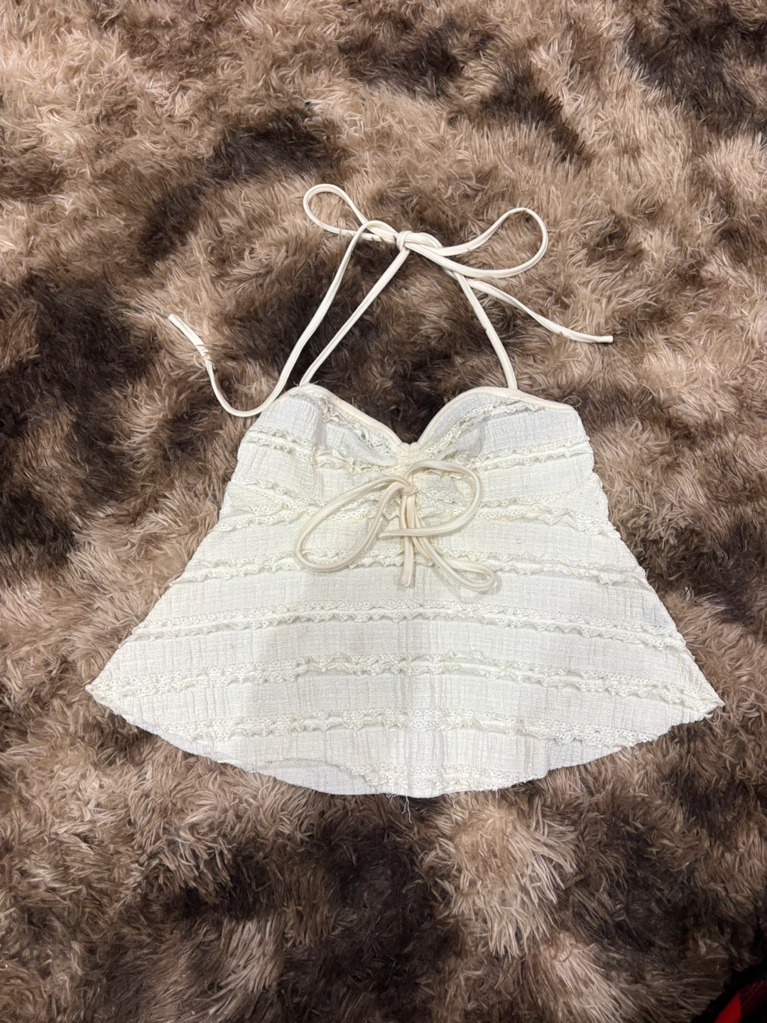 White Textured Halter Top