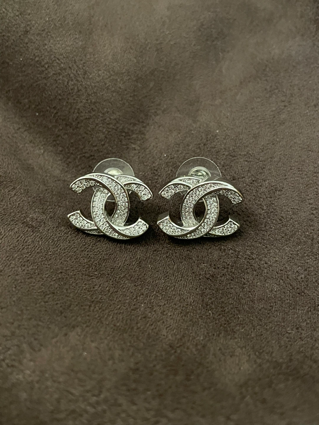 Chanel CC Stud Earrings with Rhinestones - photo 2