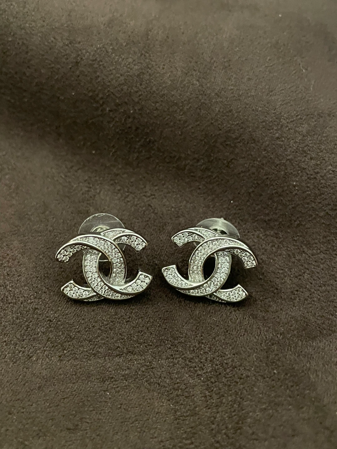 Chanel CC Stud Earrings with Rhinestones - photo 3