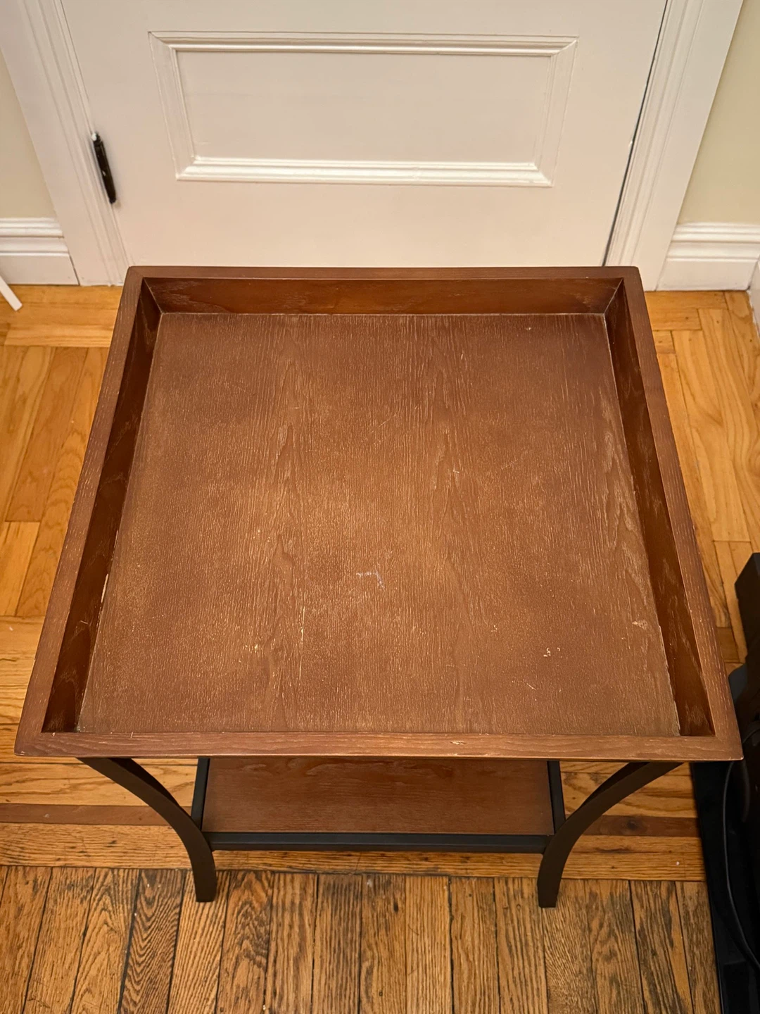 Wooden Tray Top Side Table with Shelf - photo 3