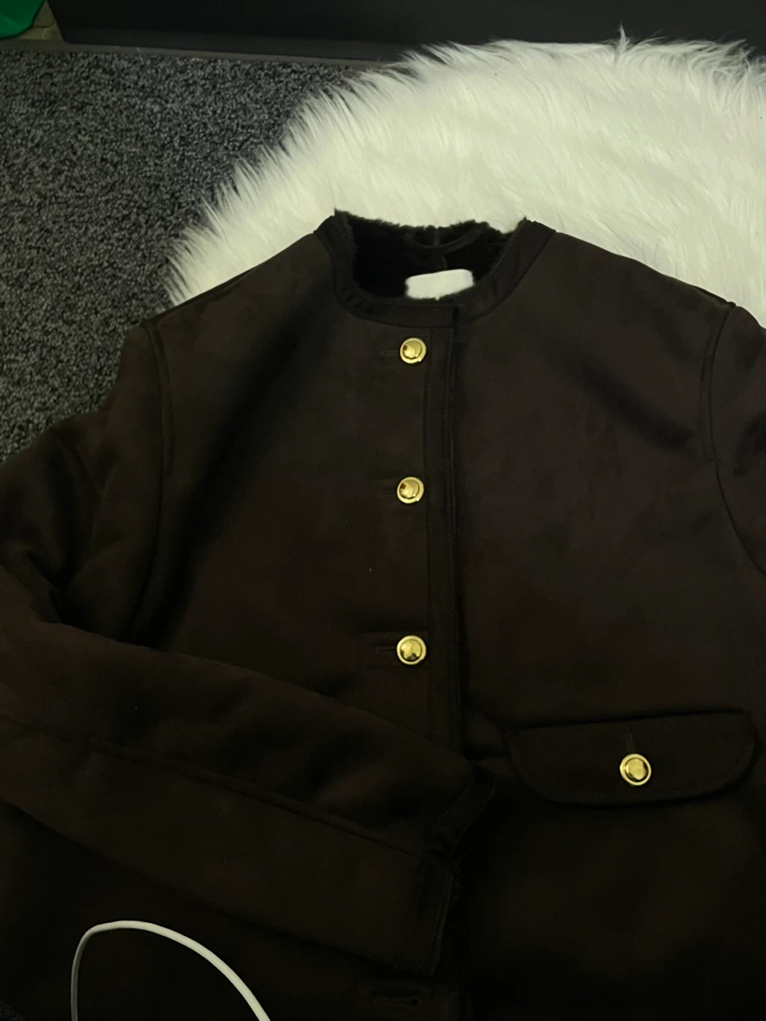 H&M Faux Suede Jacket - Brown, Size M