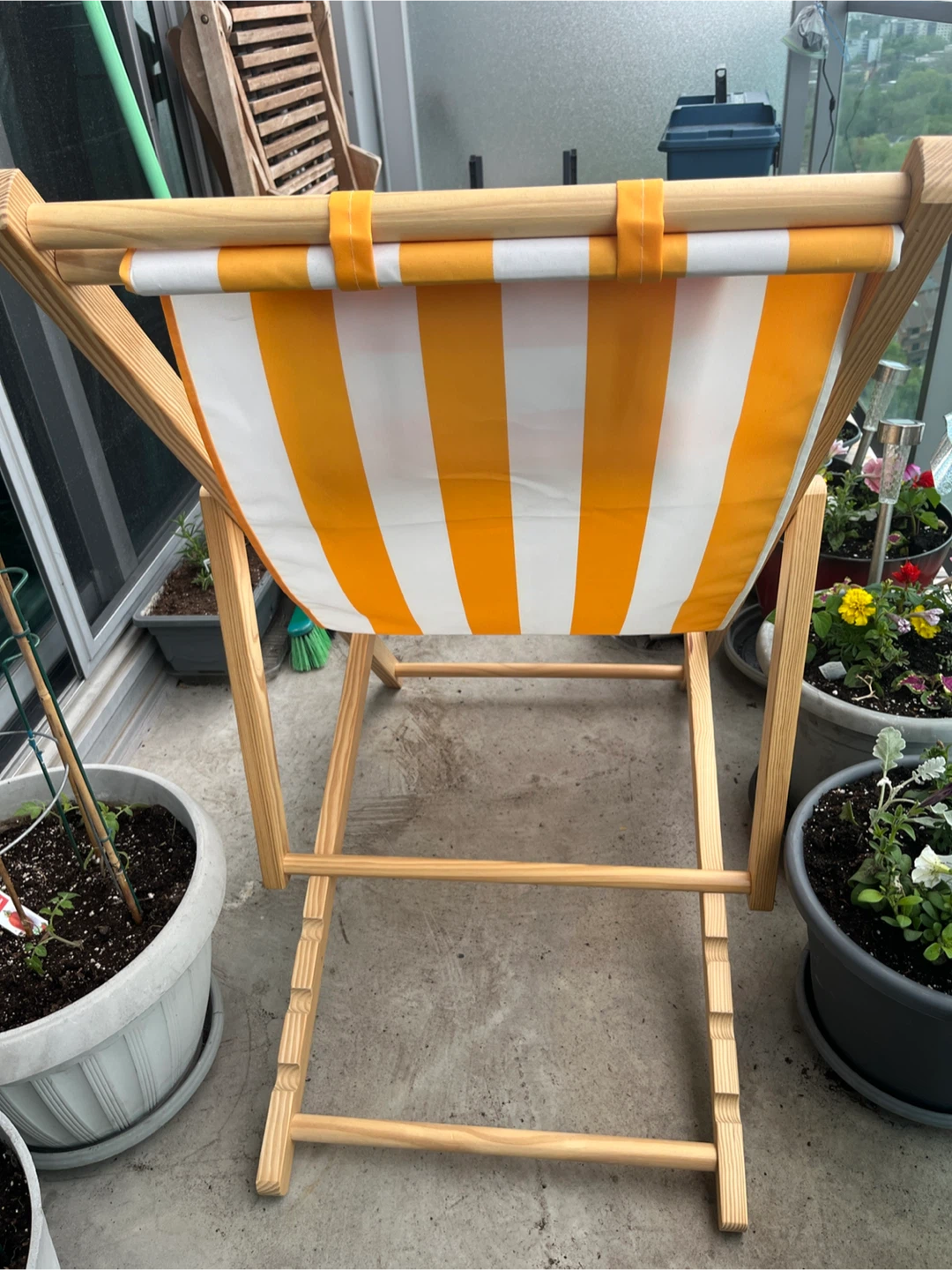 Pure Leaf Deck Chair Pair with Pillow - Orange & White Stripes